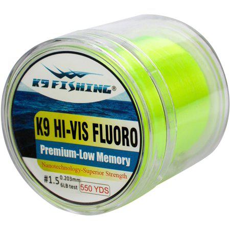 K9 550-10 Lb-HV Hi-Vis Yellow Fluoro Line 550 Yard Spool 10 Lb Test
