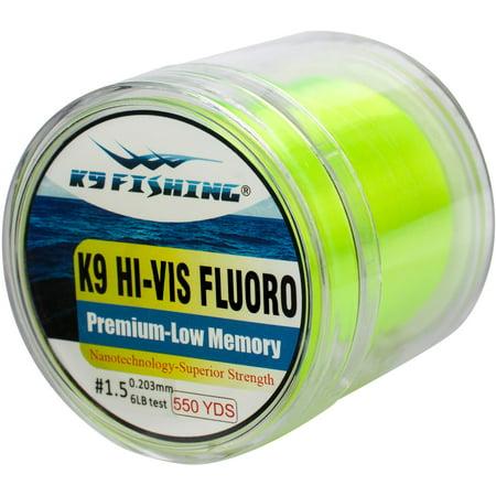 K9 550-6LB-HV Hi-Vis Yellow Fluoro Line 550 Yard Spool 6 lb Test
