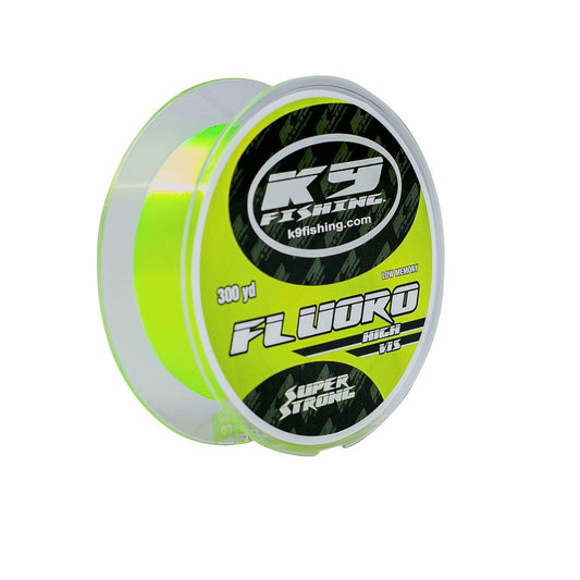 K9 300-20 Lb-HV Hi-Vis Yellow Fluoro Line 300 Yard Spool 20 Lb Test